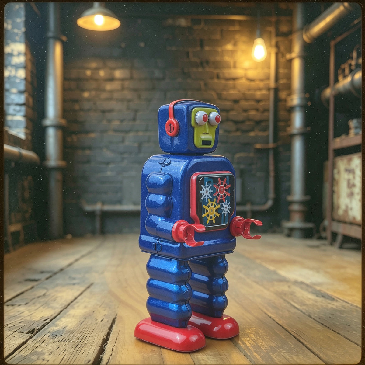 Retro Tin Gear Robot Collectible for Adults