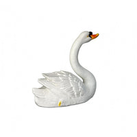 Fiberglass Floating Swan Figurine Textured Feathers Swan Pond Ornament Orange Beak Outdoor for Landscape Display