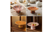 Ceramic Pedestal Plate Decorative Footed Dessert Plate Compact Ceramic Dessert Stand for Hosts, Afternoon Tea, Sideboard