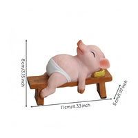 Painted Finish Pink Pig Ornament Tabletop Seated Pig Figurine Cute Creature Statue Decorative Figure for Desktop, Garden, Courtyard