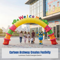 Inflatable Cartoon Arch, Rainbow Gate, Welcome Arch for Kindergarten Opening, Children's Event, Festival