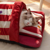 Cat Sleeping Bag Cuddly Cat Bed with Cushioned Soft Warm Burrow for Kittens, Small Pets, Living Room, Bedroom
