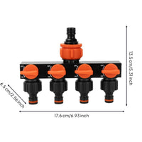 4-Outlet Garden Hose Splitter Separate Garden Hose Splitter with Shut-off Valves for Auto Washing