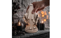 Specters Statue with Skeletal Base Halloween Specters Statue Tabletop Sculpture for Bookshelf, Office Desk