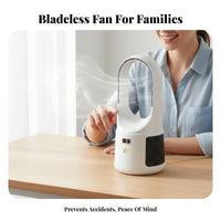 LED Digital Display Bladeless Desk Fan Adjustable Speed Bladeless Fan Easy to Clean for Students, Pet Owners, Bedroom, Dorm Room