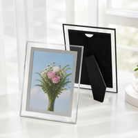 Photo Frame, Picture Frame, Gift, Glass, 6-Inch, Silver, Rectangular, Vertical & Horizontal Use, 10.1×15.2cm, Stylish, Luxurious