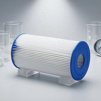 Cylindrical Pleated Pool Filter Blue Plastic End Caps Swimming Pool Filter Hollow Center Water Care White