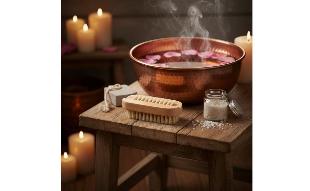 Natural Bristles Double-Sided Foot Brush Wooden Handle Double Sided Foot Brush Multi-Functional for Shower, Home Spa
