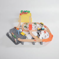 Electric Toy Train Track Playset Interlocking Wooden Train Set Elevated Allall-Inclusive for Children, Toddlers, Preschoolers, Playroom, Classroom, Daycare