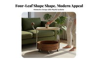 C-Shaped Rolling Side Table Movable with Casters C-Shaped Rolling Table Vintage Inspired Double-Levellevel Storage