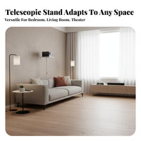 Freestanding Adjustable Display Device Floor Stand Stable Base Telescopic Display Device Floor Stand Space Saving Design Home Theater Accessory All-Metal Construction for Renters, Apartment Dwellers, Small Areas