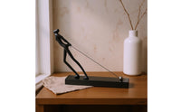 Black Abstract Sculpture Marble Base Abstract Figurine Minimalist Metal Figurine Sculptural for Office