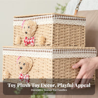 Lidded Wovendesign aesthetic Box With Lid Organizing Basket Stackable for Bedroom, Parents