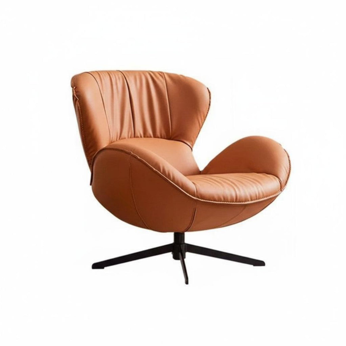Nordic Design Upholstered rotating Armchair Modern aesthetic Single Sofa Ergonomic spine supportrest Lounge Chair Plush paddinging for Adults, Homeowners, Readers, Bedroom, perusing alcove, Home Office