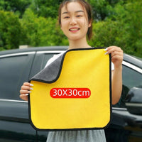 Thick Microfibre Cloth and Car Drying Towel, Double Sided Microfibre Cloth for Car Washing, Yellow and Black Quick-Dry Coral Fleece Fabric