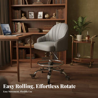 Multi-Purpose Adjustable pivot Chair with Backrest Padded Seat Rolling Stool Easy to Assemble Mobile Seating for Salon Professionals, Office Workers, Kitchen, Bar Counter, Reception Desk, Studio