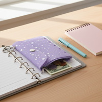 M5 5-Hole PVC Transparent Zipper Pouch for Loose Leaf Binders, Card Holder & Coin Purse Insert