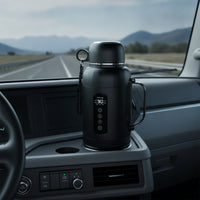 Vehicle Electric Kettle with Carrying Strap 12V 24V Car Water Kettle Power Adaptive Switching Mini Hot Water Boiler for Truckers, Commuters