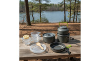 Camp Mess Kit with Kettle Compact Camping Cookware Set Lightweight Camping Pot and Pan for Backpackers, Hikers
