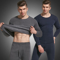 Men's Thermal Underwear Set Fleece Lined Crew Neck Long Johns