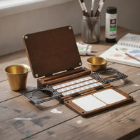 Tripod-Ready Travel Paint Box with Cups Portable Watercolor Box with Mixing Area Foldable Paint Palette with Lid Compact for Painters