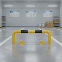 Black Warning Bands U-Shaped Parking Barrier Yellow Steel Pipe Guardrail Floor Plate Detachable Base Guardrail High Visibility for Roadway Intersection