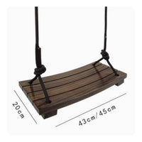 Adjustable Wooden Swing Seat Rustic Curved Swing Seat Natural Weather-Resistant for Children, Kids, Backyard, Garden, Playground, Patio