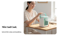 Mini Air Conditioner Fan Quiet Portable Air Conditioner Fan Humidifier Function USB Personal Space Chiller for Office, Dorm Room, Bedroom