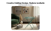 Foldable Folding Round Side Table Space Saving Folding Outdoor Table Compact Size Home Furniture Portable for Apartment Dwellers, Homeowners, Gardeners, Living Room, Balcony, Bedroom, Poolside