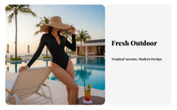 Long Sleeve Zip up Swimsuit Close-Fitting Cut Long Sleeve Wave-Riding Ing Figure Suit Front Fastener Sun Protection Shirt Sun
