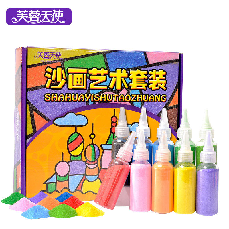DIY Sand Art Kit for Kids, 3D Colored Sand Painting Educational Toy for Boys and Girls