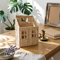 Woven Wall Basket Handwoven Woven Wall Organizer Fiber Hanging Basket for Children's Room, Entryway