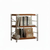 X-Brace Support Freestanding Multi-Layer Shelf Adjustable Shelves Wood and Metal Display Rack Heavy Duty Modular Storage Organizer Rust-Resistant for Living Room, Kitchen, Balcony, Study
