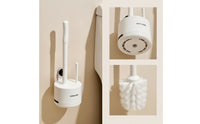 Toilet Brush with Holder Wall-Attached Toilet Brush Mounting without Holes Cleaner for Renters, Lavatory, Small Bathrooms