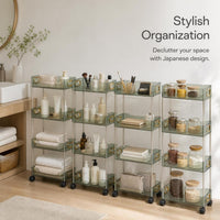 Multi-layer PET Desktop Storage Rack with Wheels for Cosmetics and Sundries