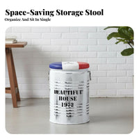Industrial Aesthetic Oil Barrel Seat Retro Design Accent Stool Multi-Functional Household Furniture Space-Saving for Cafe Owners, Apartment Dwellers, Homeowners, Bar, Living Room, Bedroom, Entryway