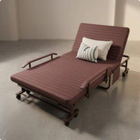 Foldable Lounge Bed Adjustable Backrest Reclining Lounge Bed Caster Wheels Outdoor Furniture