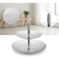 2 Tier Serving Stand Stainless Steel Oval Fruit Basket Sturdy Tableware for Dining Table, Kitchen Counter, Parties