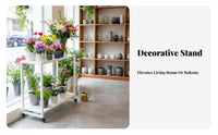 2-Tier Rolling Plant Stand Floor-Standing Flower Rack Large Capacity for Balcony