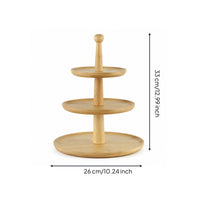 Wooden Cake Stand with Base Bamboo Dessert Display Stand with Shelves Wood Tray for Buffets, Weddings, Banquets