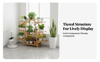 Bamboo Flower Rack Stable Structure Multi-Tier Plant Shelf Sturdy and Bamboo Ladder Shelf for Balcony, Living Room, Corner