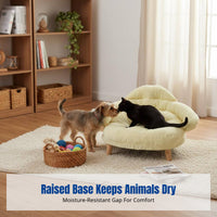Elevated Dog Couch All-Season Use Raised Wooden Frame Lounger Moistureresistant Detachable design for Cat Owners, Living Room