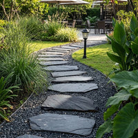 20 Pcs Landscaping Stepping Stones, Dark Gray Stone Garden Pavers, Irregular Slip Resistant Landscape Stones for Courtyard Paving, Walkway