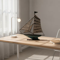 Iron Sailboat Decor Nautical Metal Sailboat Decor Coastal Ship Sculpture for Office