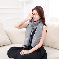 Women's Classic Korean Style Reversible Plaid Scarf, Thickened and Lengthened Faux Cashmere Warm Shawl for Autumn/Winter