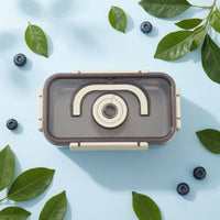 Transparent Lid Stainless Steel Lunch Box Silicone Seal Rectangular Food Box Locking Buckles Sealed Steel Container Foldable Handle for Picnic, Camping, Outdoor, Home