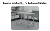 Easy to Clean Commercial Kitchen Prep Table Rust Resistant Stainless Steel Work Table Stable Structure Heavy Duty Food Prep Station for Restaurant Employees, Home Cooks, Workshop, Garage, Laundry Room, Outdoor