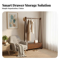 Floor-Standing Nightstand with Clothes Tree complimentarystanding Bedroom Furniture comprehensive Design Household Storage Space-Saving for Students, Apartment Dwellers, Families, Dorm Room, Entryway, Hallway, Office