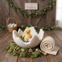 Newborn Eggshell Cradle Easter Themed Broken Eggshell Prop Cute Design Newborn Photography Cradle for Newborns, Photographers, Infant Showers, Home