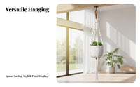 Hanging Planter Basket Handmade Handwoven Planter Hanger Decorative Beaded Flower Pot Hanger for Home Stylists, Indoor, Living Room, Balcony